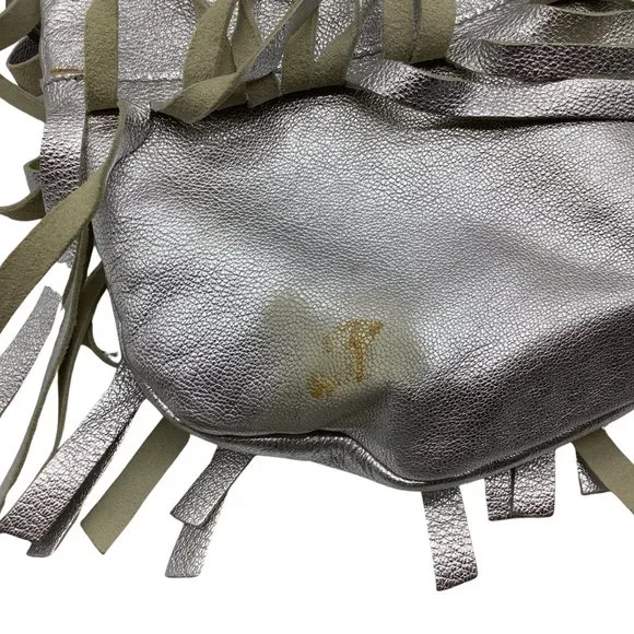 Saint Laurent Fringe Metallic Silver Leather Shoulder Bag - Picture 10 of 11